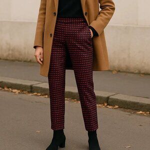 Kate Spade Avery Jacquard Pleated Cropped Trousers Harlequin Diamond Print Pants